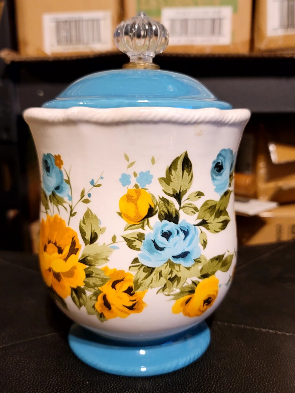 Pioneer Woman Rose Shadow Ceramic Canister
